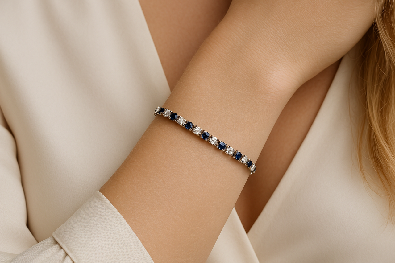 4 carat Sapphire & diamond tennis bracelet