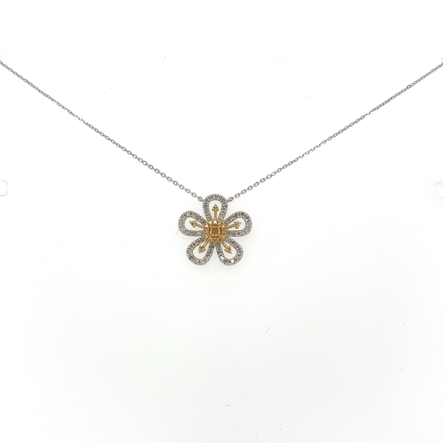 Natural Yellow Diamond Flower necklace