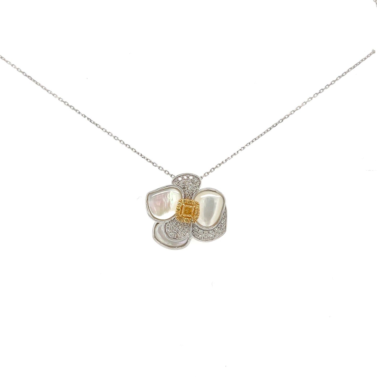 Yellow Diamond flower necklace