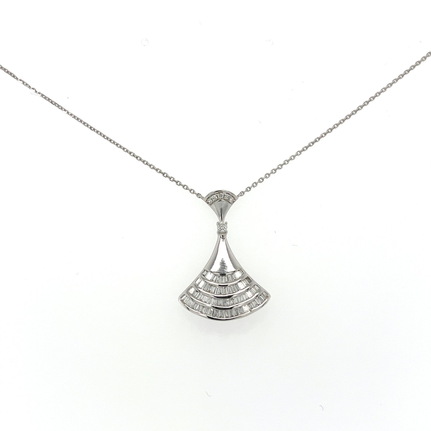 White Gold Fan Shape Diamond Necklace