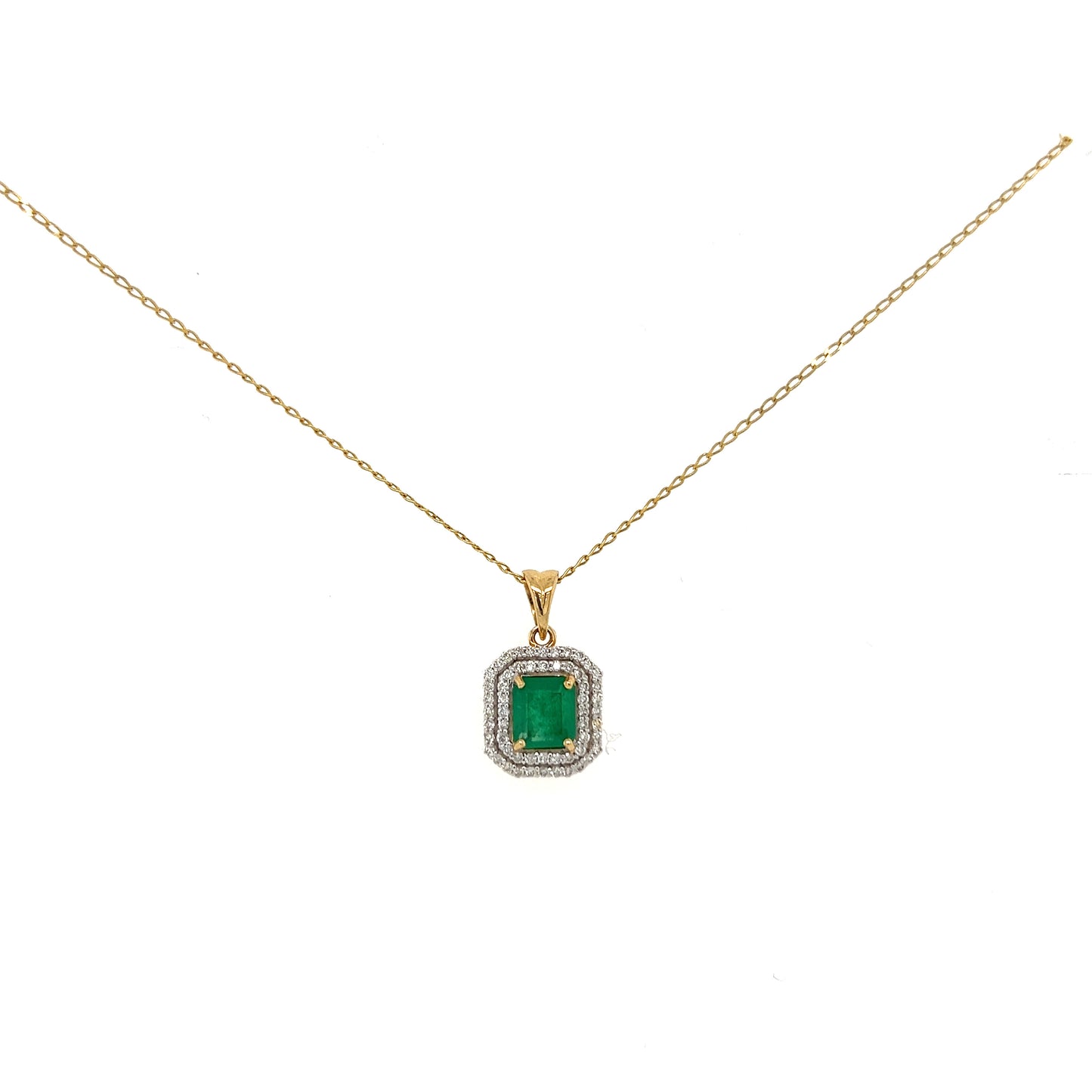 Yellow gold Colombian Emerald pendent