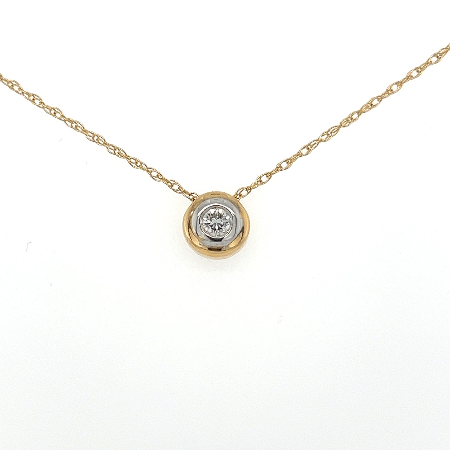 14ct Yellow Gold Round Brilliant Solitaire Diamond Pendant