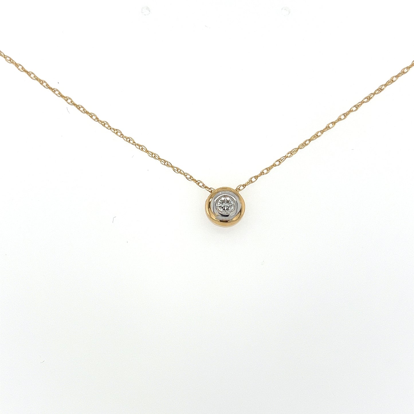 14k Yellow Gold Round Brilliant Solitaire Diamond Pendant