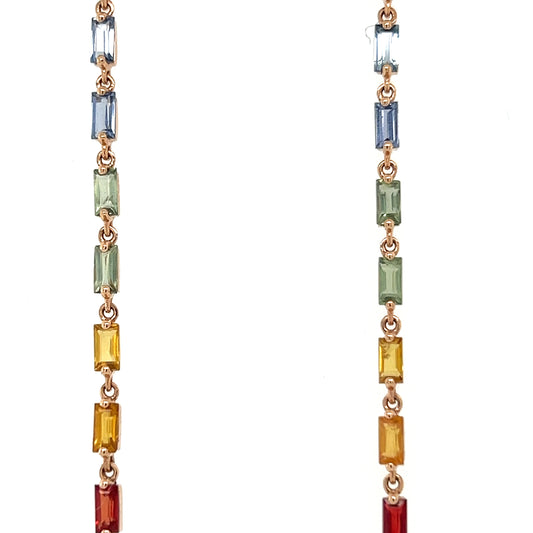 Rainbow sapphire drop earrings
