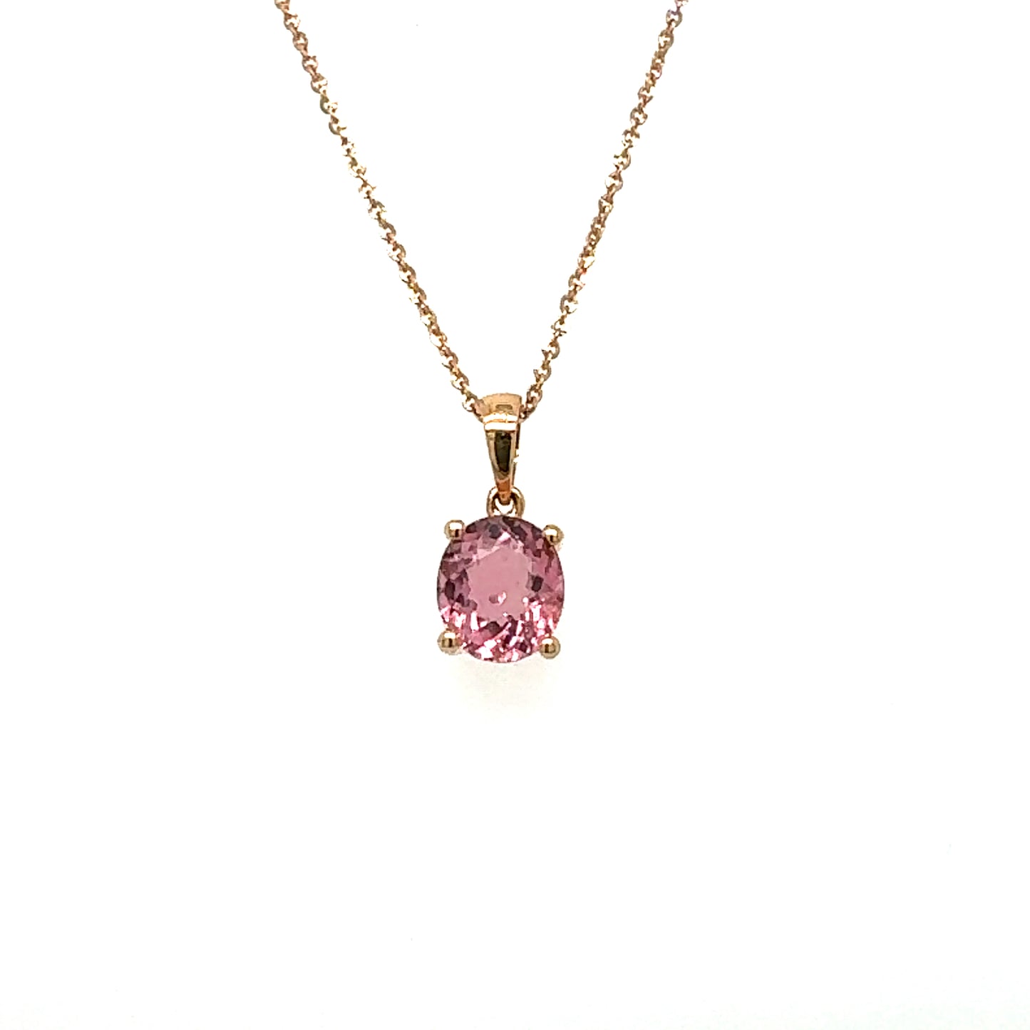 18k rose gold Pink tourmaline pendant necklace