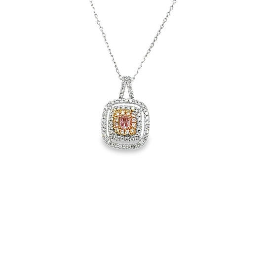 Pink diamond square shape pendant