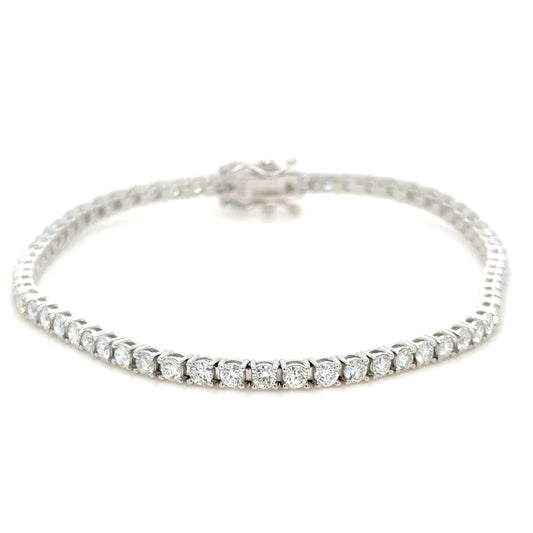 3.02 Carat Natural Diamond Tennis Bracelet 18K White Gold