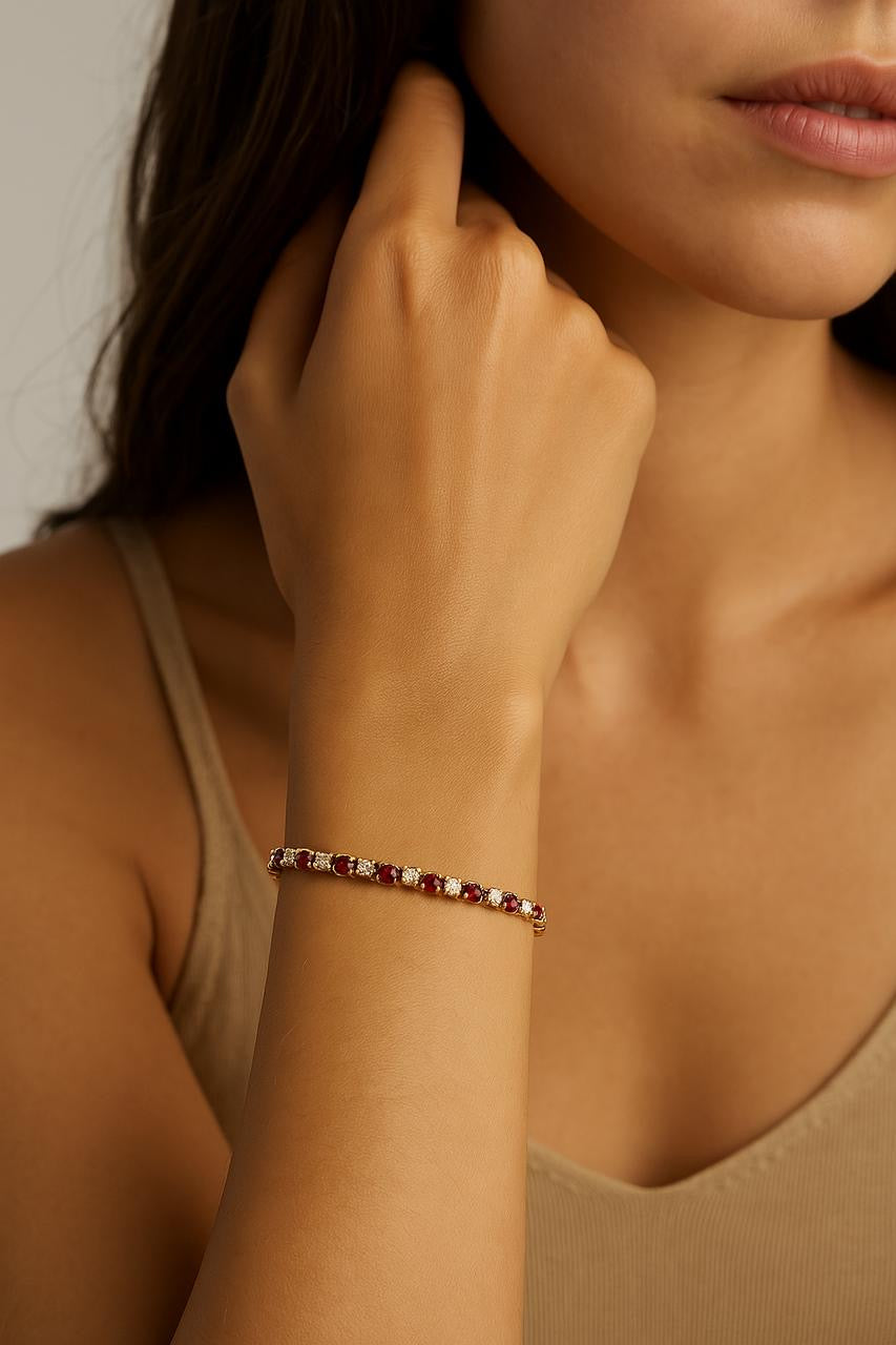 4 carat Ruby & diamond tennis bracelet