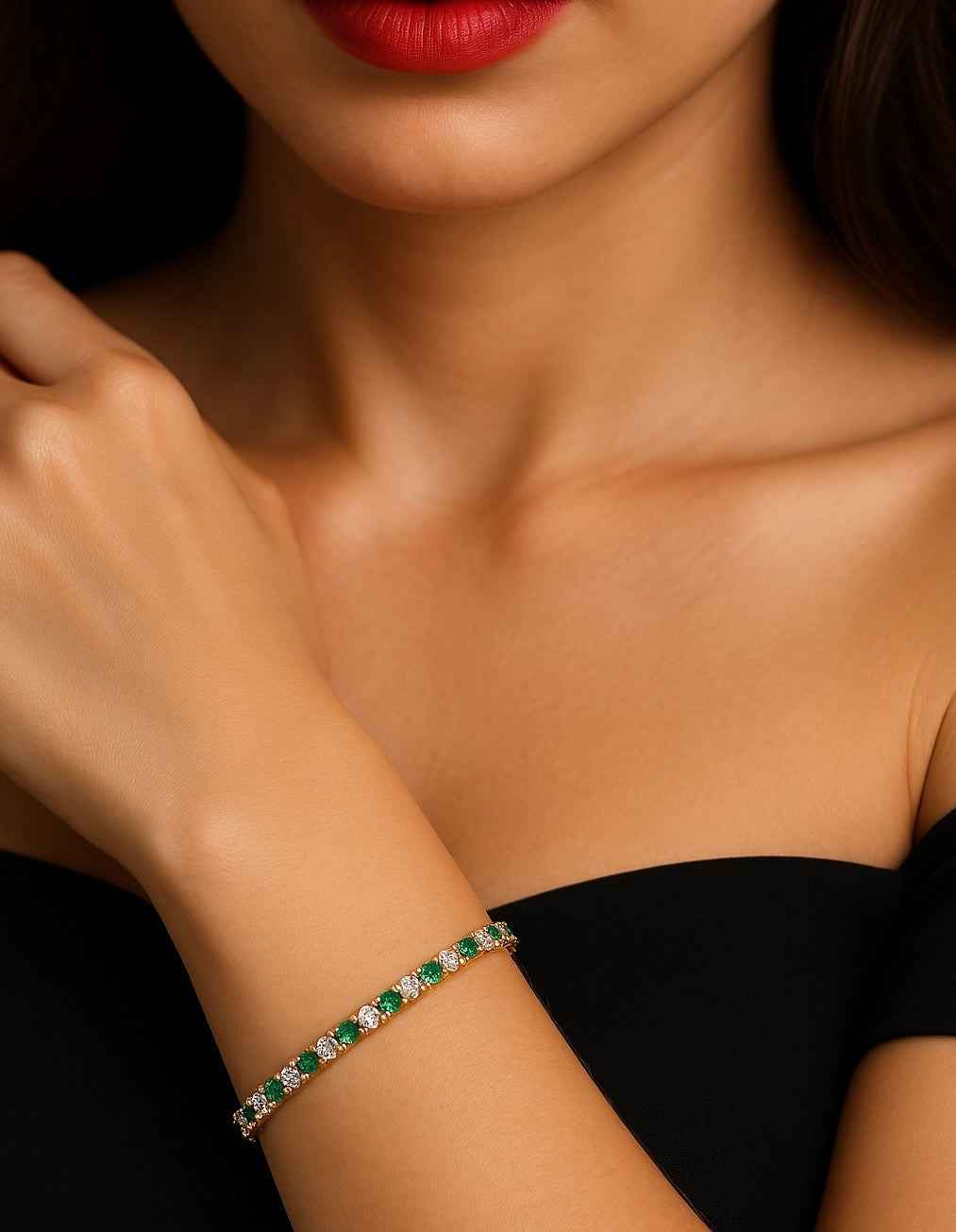 4 carat Emerald and diamond tennis bracelet