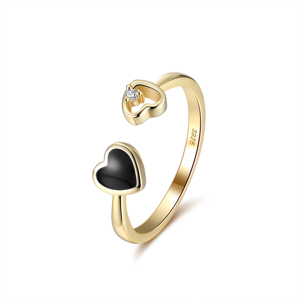Black/Red happy heart Ring