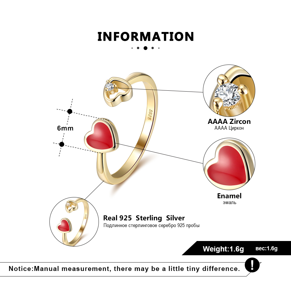 Black/Red happy heart Ring