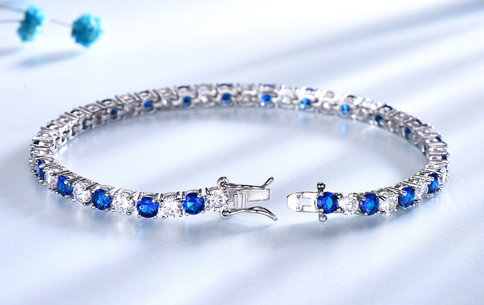 Blue & white Tennis Bracelet 4mm