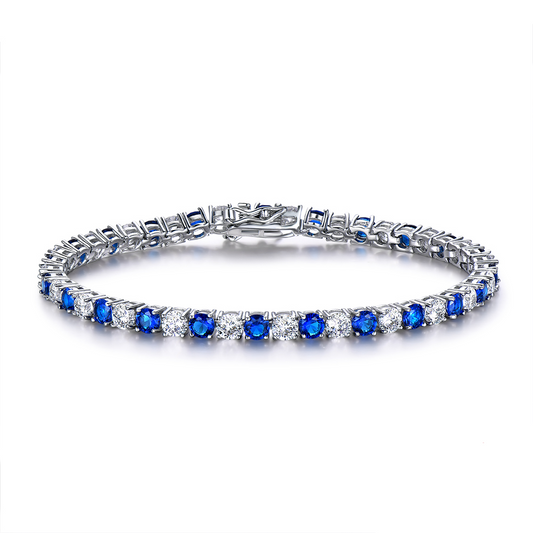 Blue & white Tennis Bracelet 4mm