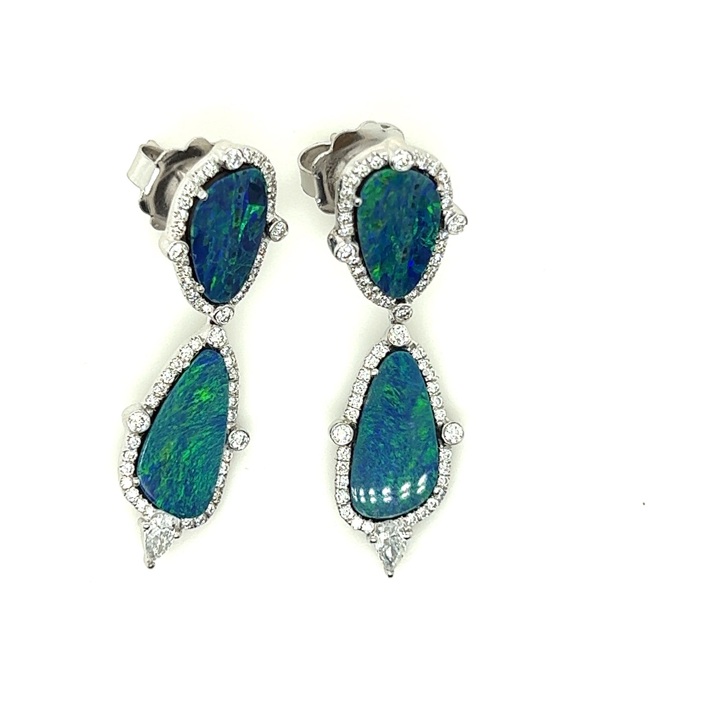 Blue Opal & diamond Earring