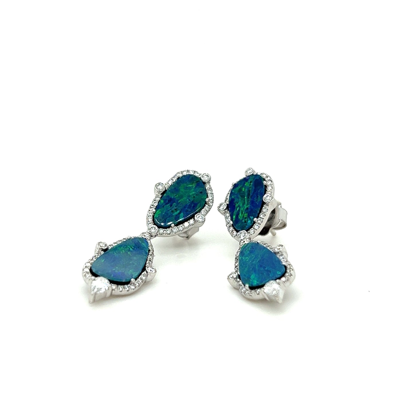 Blue Opal & diamond Earring