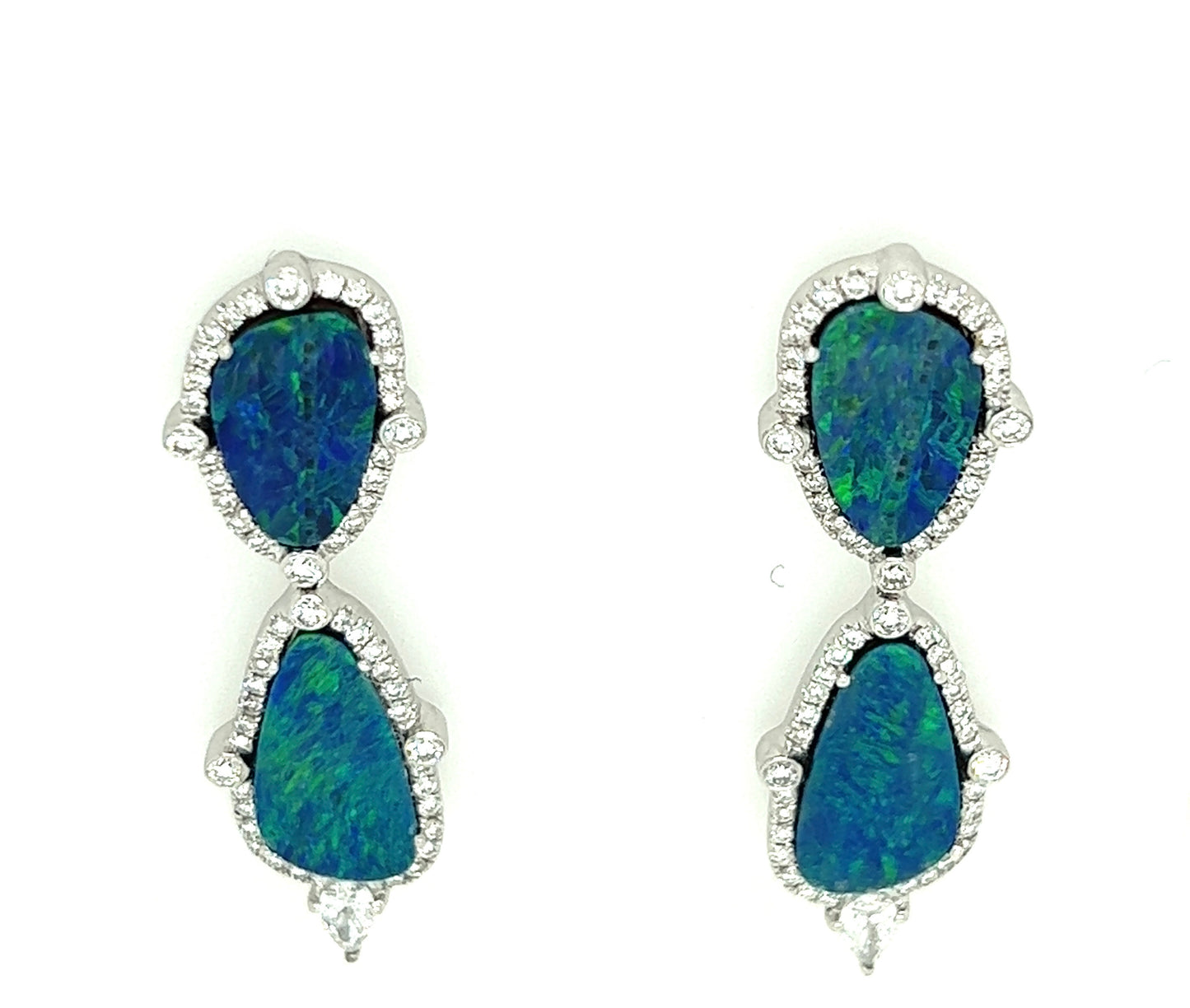 Blue Opal & diamond Earring