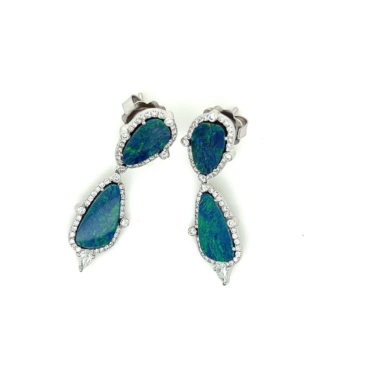 Blue Opal & diamond Earring