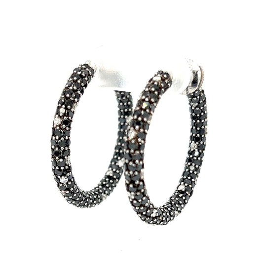 Black & white Diamond Loop Earrings