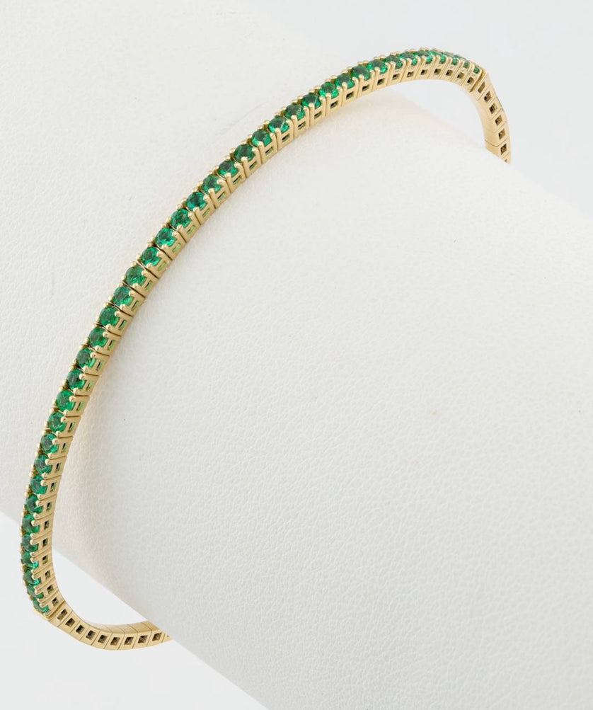 14k gold Emerald tennis bangle