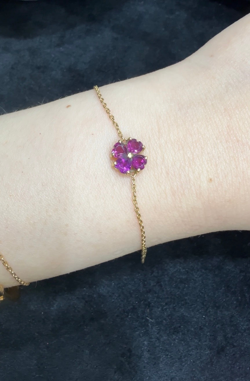 18K Gold flower shape Amethyst Bracelet