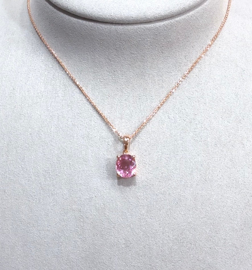 Pink Tourmaline Pendant Necklace 18K Rose Gold