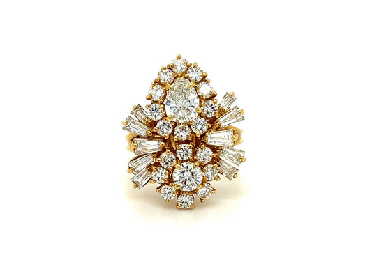 3.55 Carat Diamond Cluster Ring in 18K Yellow Gold alternate view