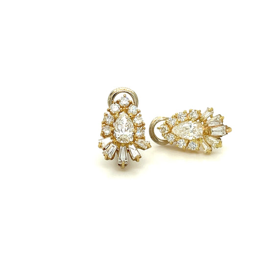 Pear shape cluster diamond earring