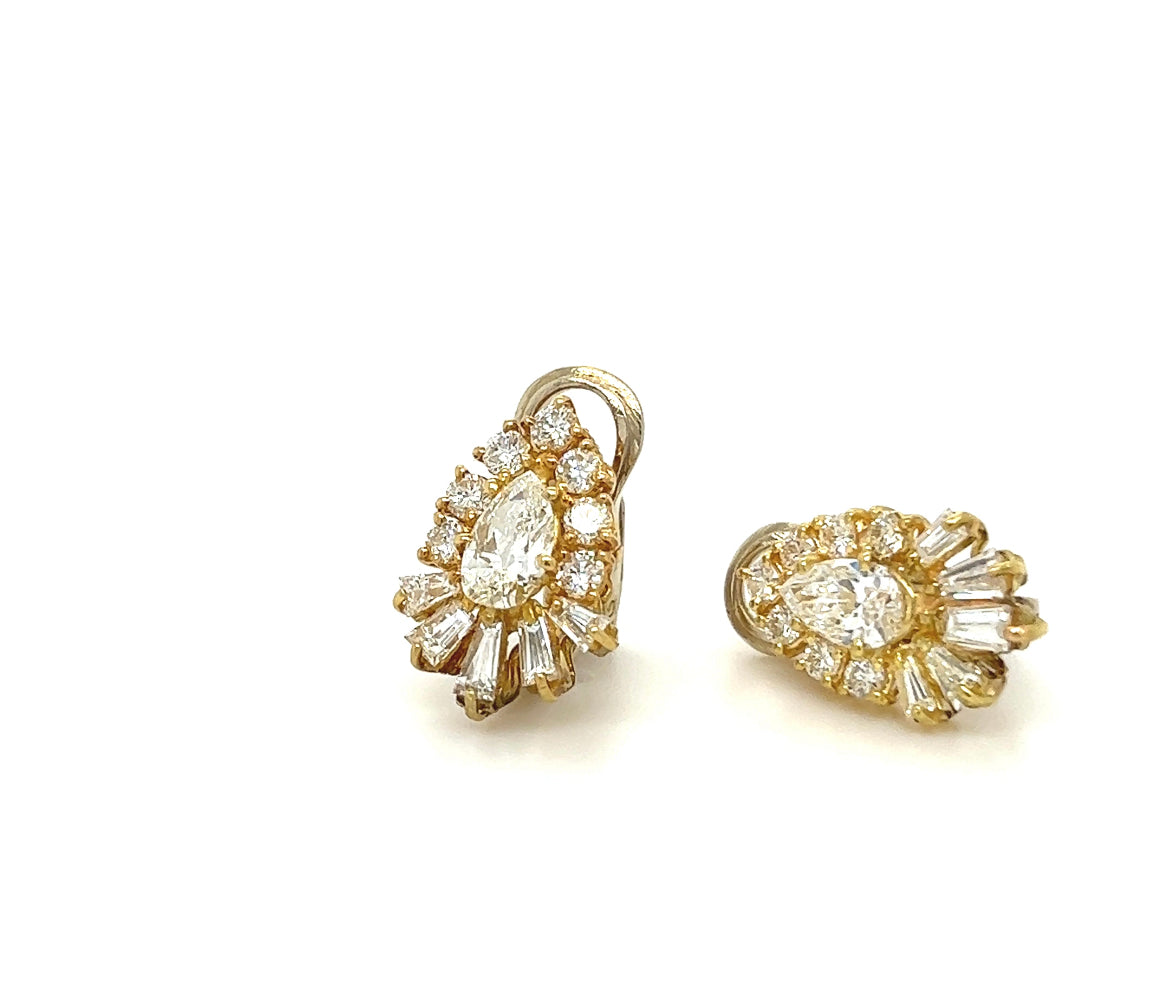 Pear shape cluster diamond earring