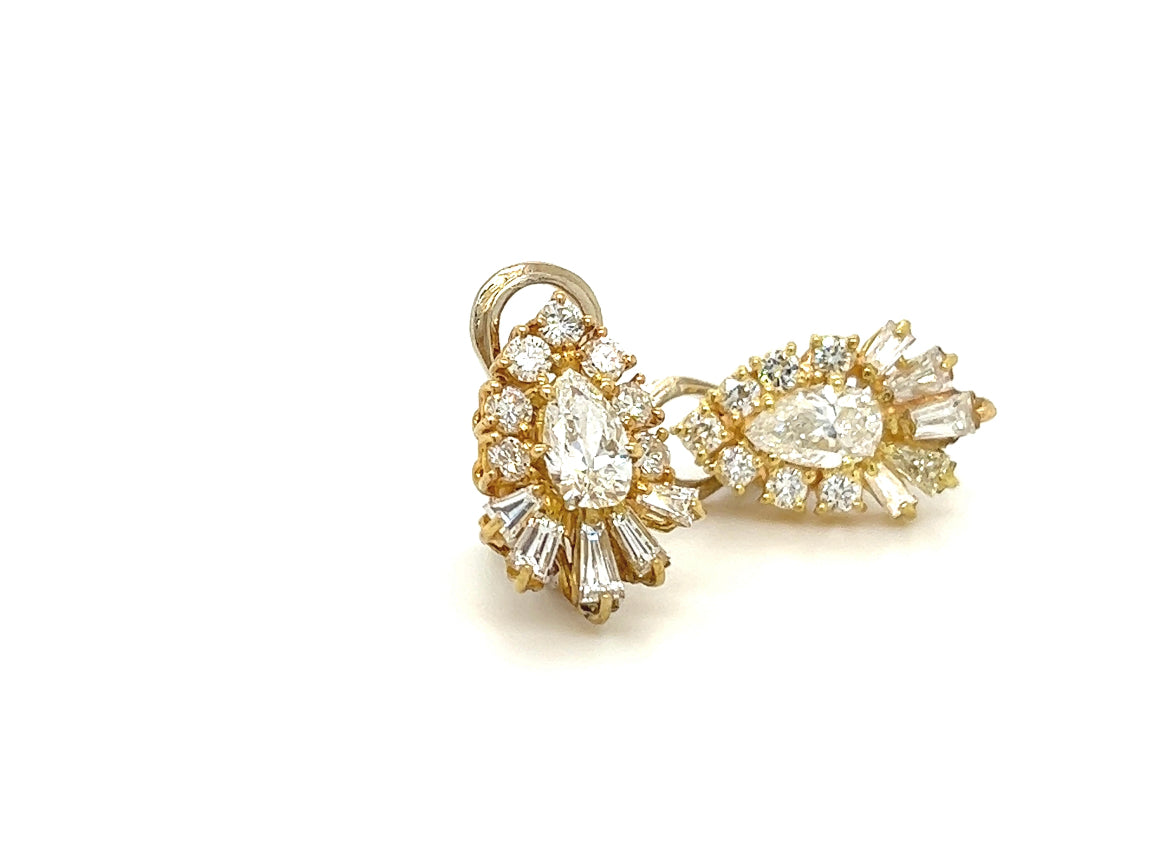 Pear shape cluster diamond earring