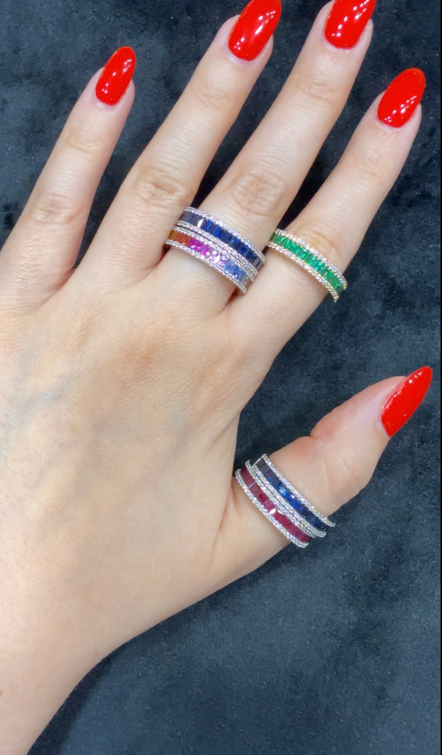18K gold Sapphire & diamond half eternity ring