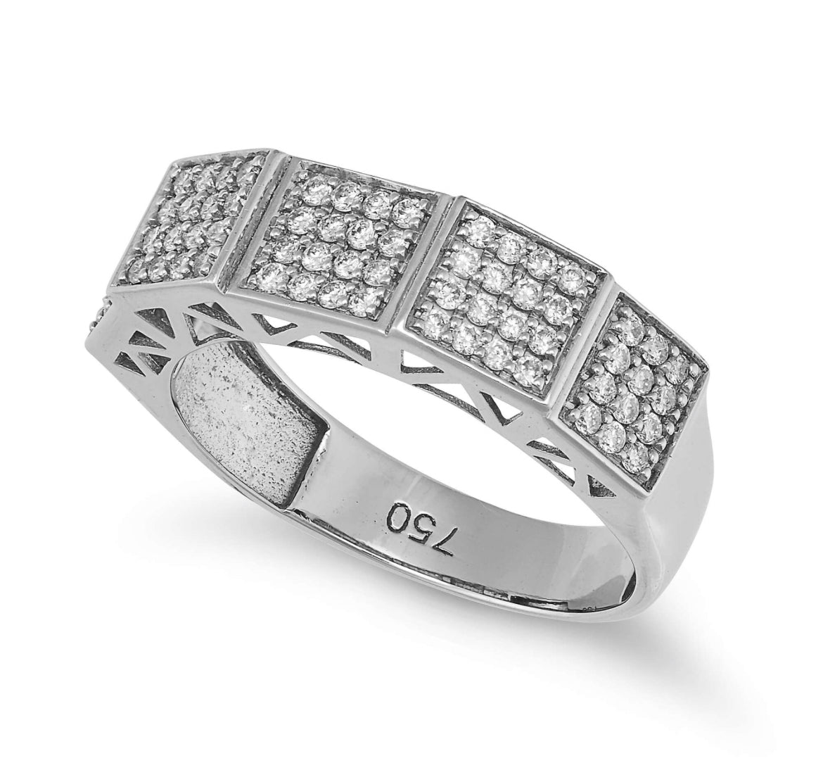 5 face diamond band 18K White Gold Ring