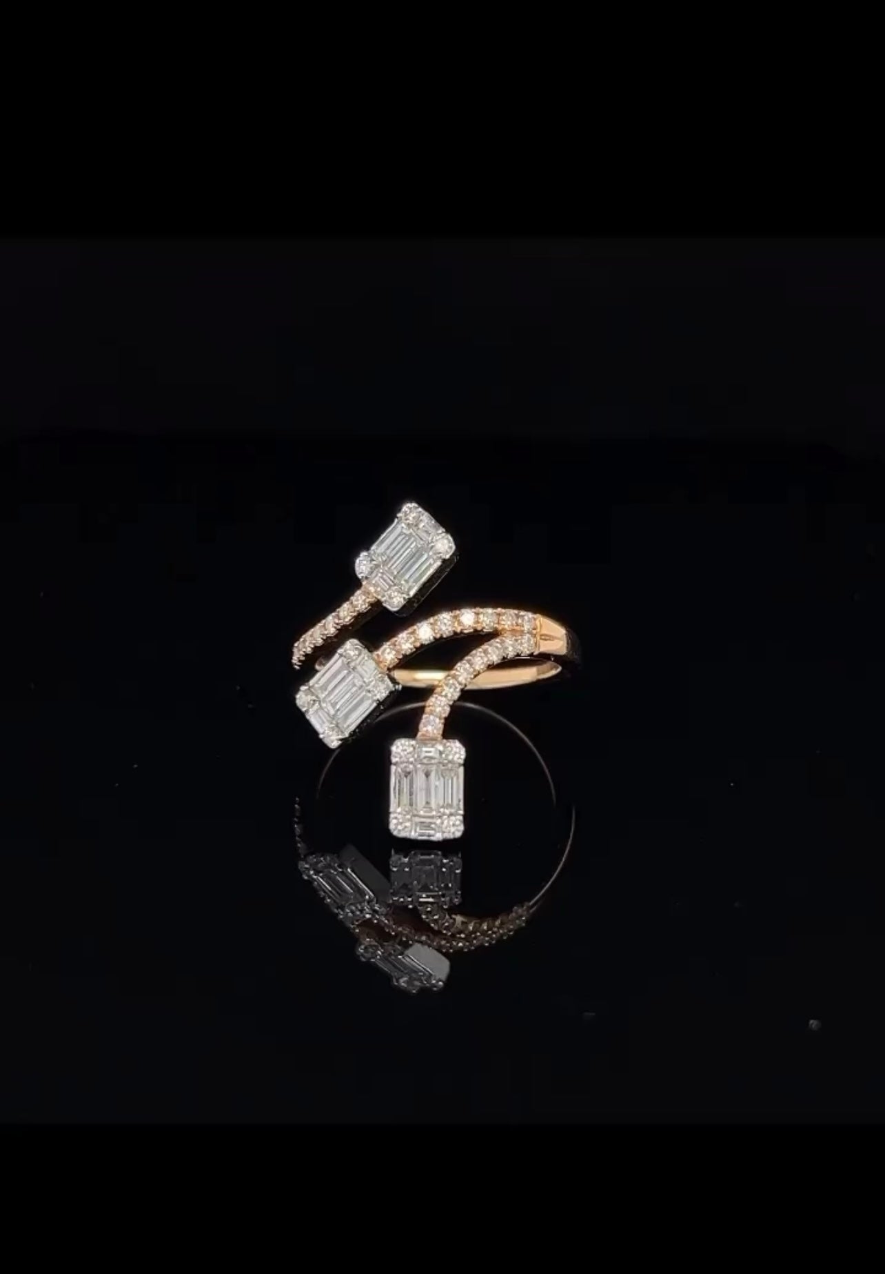 3 head rose gold cluster diamond ring