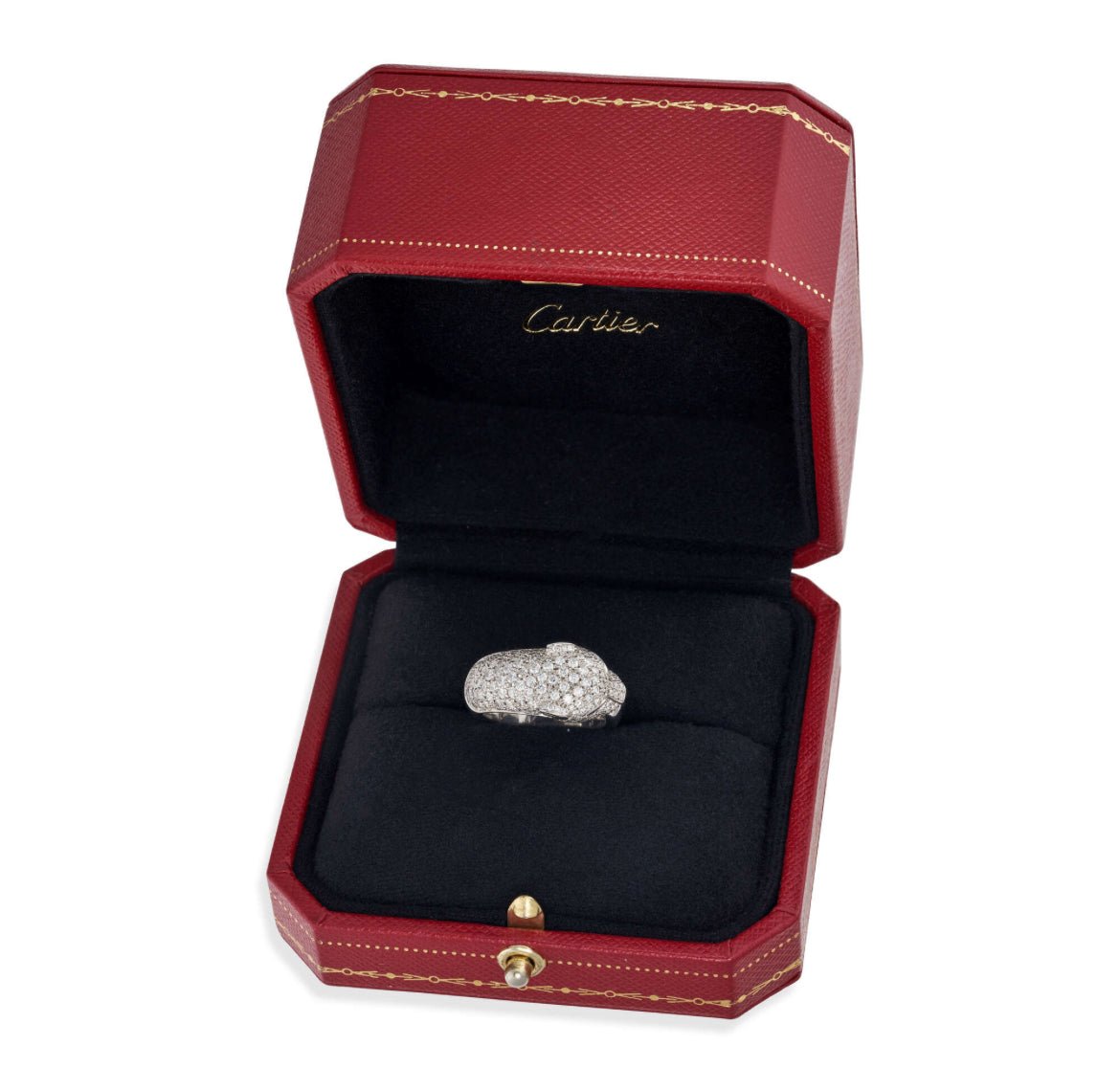 Panth è re Cartier "Massai" Platinum, Diamond, and Emerald Ring