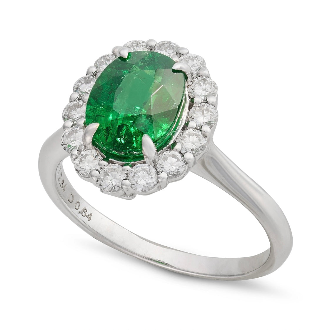 18k gold 2.64 ct. Tsavorite & diamond cluster ring