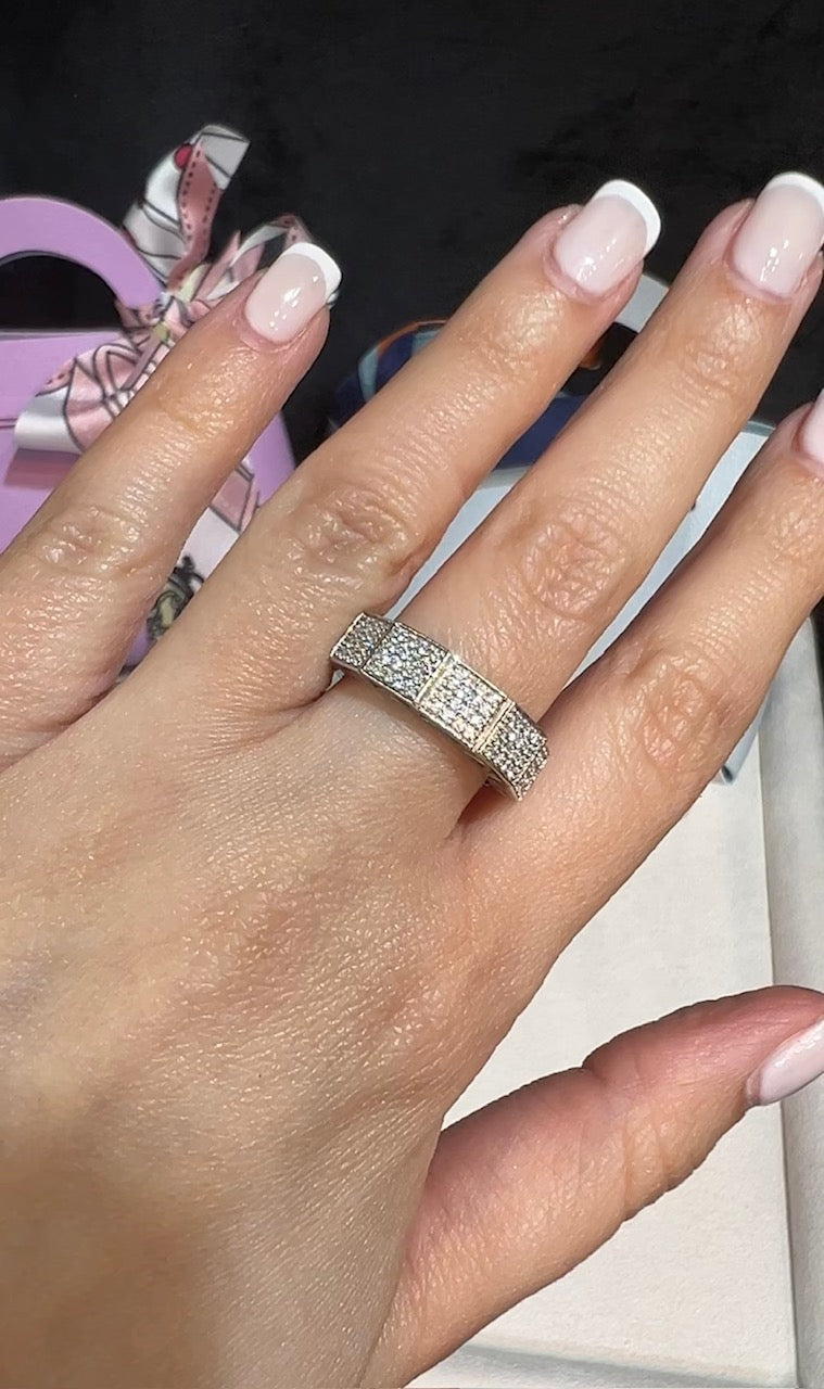 5 face diamond band 18K White Gold Ring
