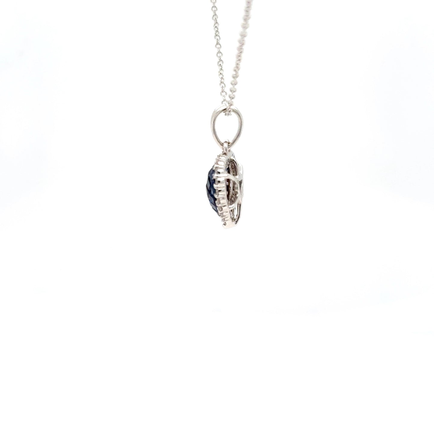 Heart shaped invisible setting sapphire & diamond Pendant