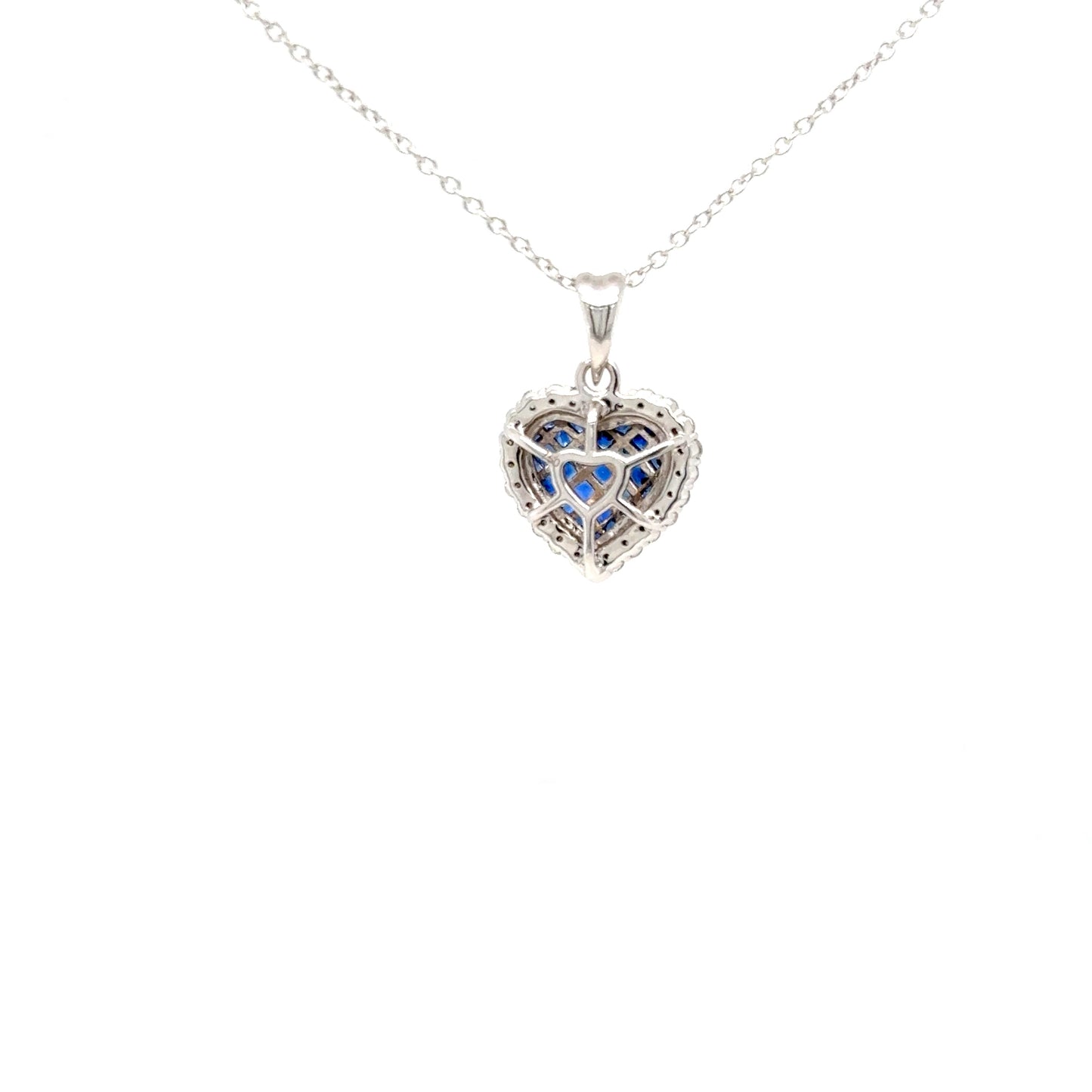 Heart shaped invisible setting sapphire & diamond Pendant