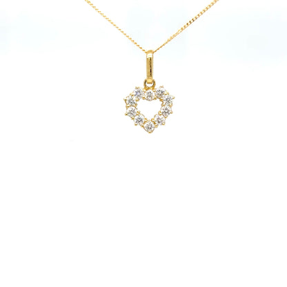 Diamond Heart Pendant Necklace in 18K Yellow Gold – 0.56 Carats
