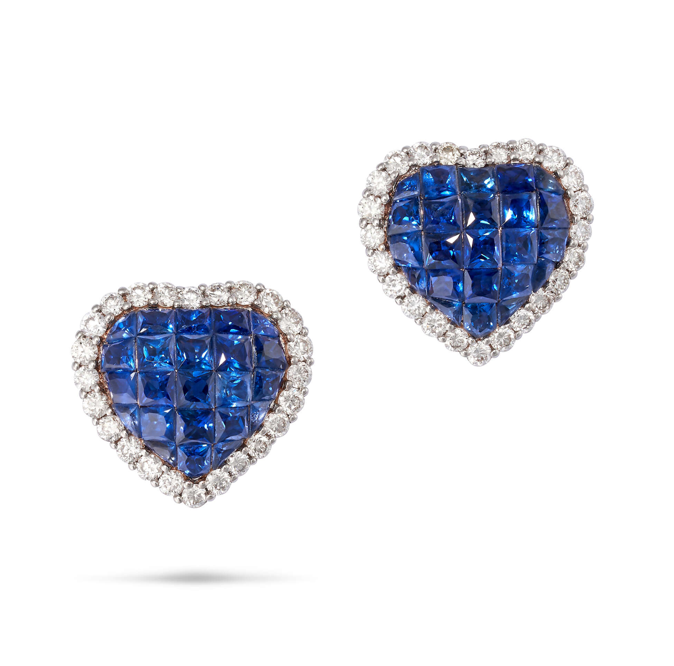 Invisible setting Heart shape sapphire earring