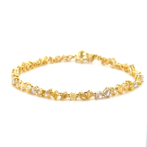 18k gold Yellow & Pink fancy color diamond tennis bracelet