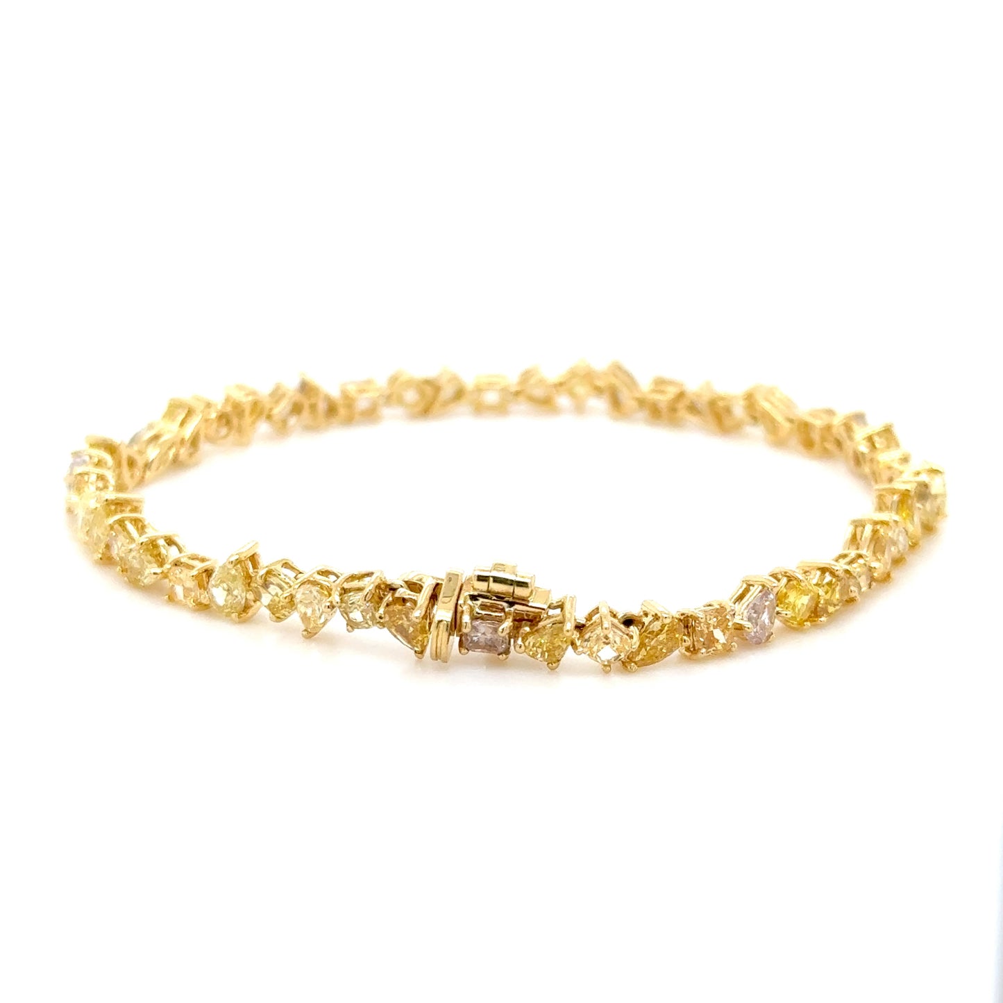 18k gold Yellow & Pink fancy color diamond tennis bracelet