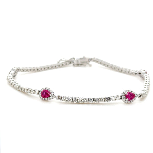 18k gold Ruby & diamond tennis bracelet
