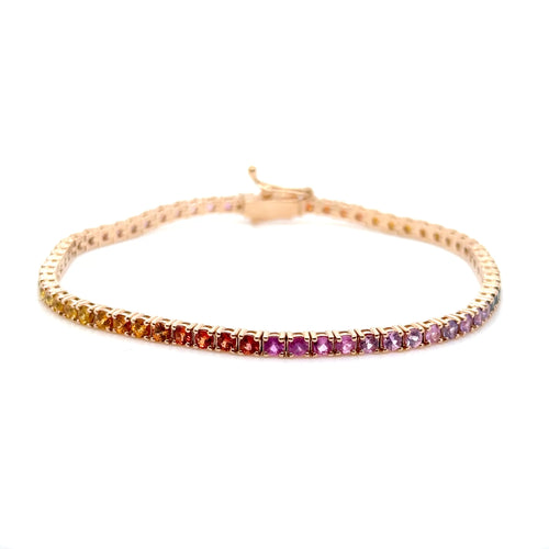 9k Rose gold rainbow sapphire tennis bracelet