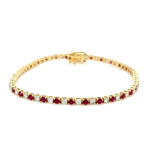 18k gold Ruby & diamond tennis bracelet