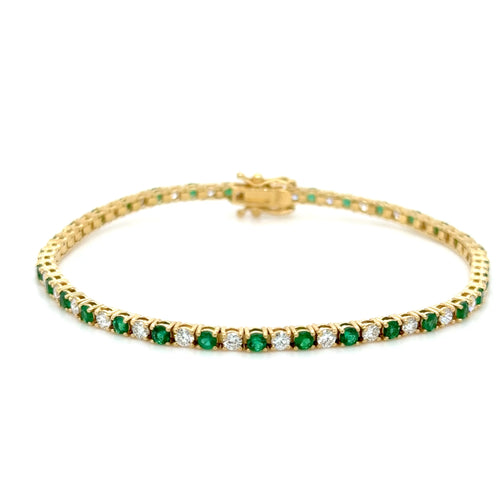 18k gold Emerald & diamond tennis bracelet