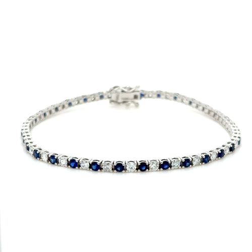 18k gold Sapphire & diamond tennis bracelet