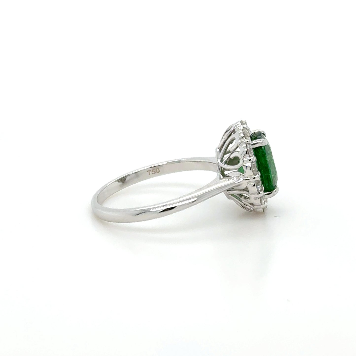 18k gold 2.64 ct. Tsavorite & diamond cluster ring