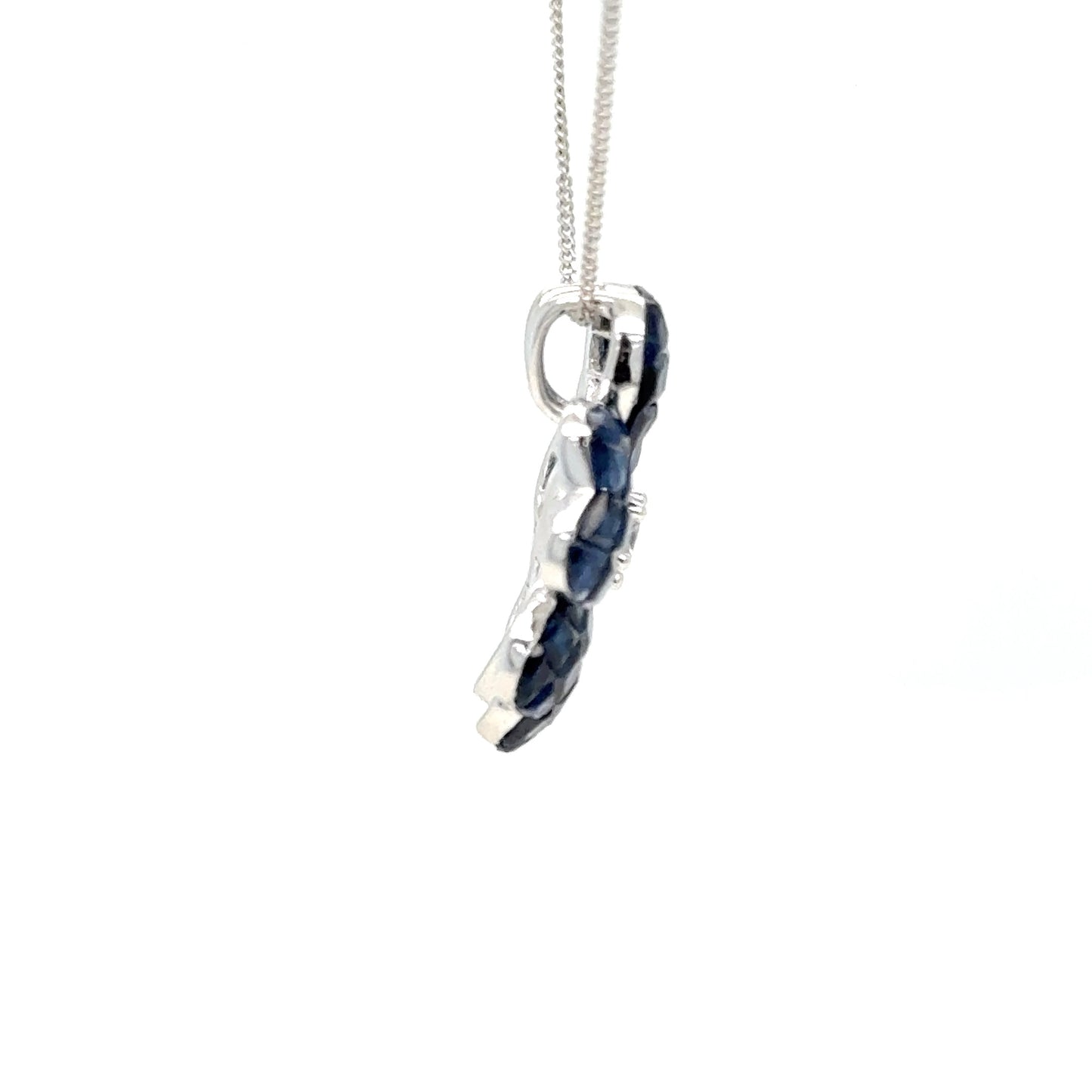 18k gold Invisible set Sapphire flower pendant necklace