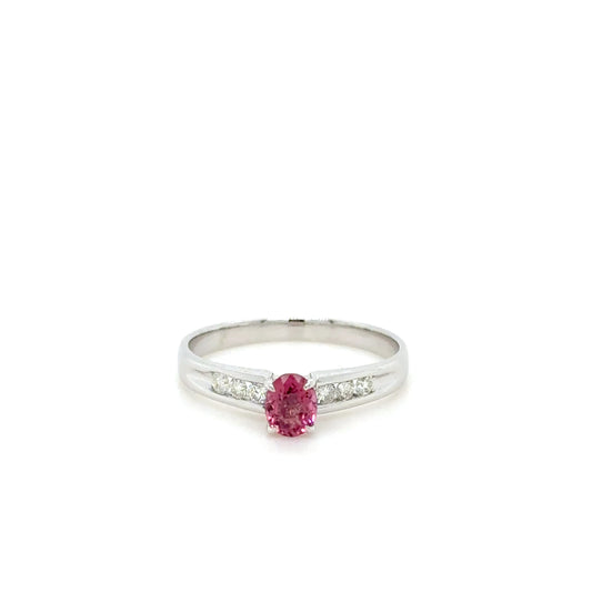 0.70ct Pink Tourmaline & Diamond Ring 18K White Gold alternate view