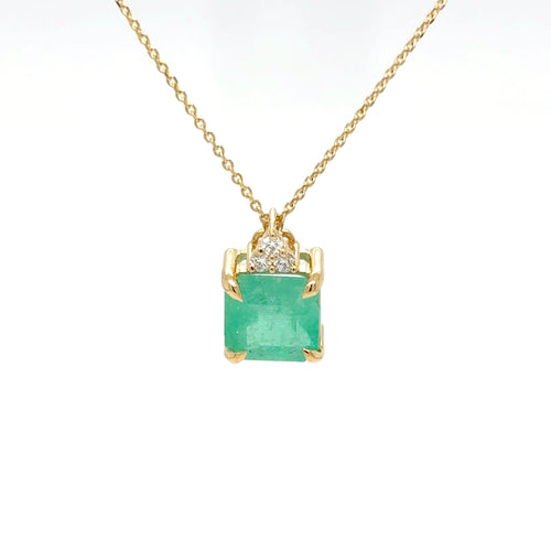 9K Gold 2.42ct. Colombian Emerald Pendant Necklace